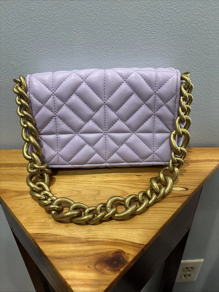 Beautiful Lavendar  Zaba Purse With Gold Chainlink Shoulder Strap 9”x6”x2” - Image 1 of 3