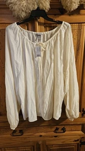 Womens HM Size XL White Flowy Long Sleeve Peasant Top - Picture 1 of 5