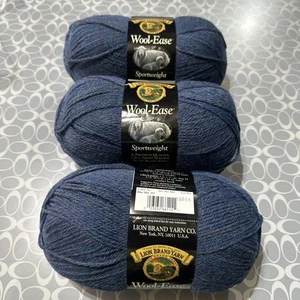 Lion Brand Wool Ease Lot Of 3- Sport Weight- 5oz- 435 Yards Ea- Blue Mist - Picture 1 of 8