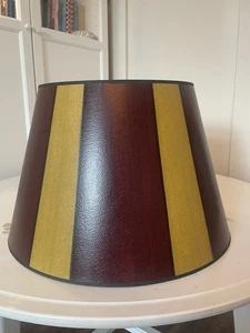 Large vintage brown mustard lamp shade stripe 1950s 60s mid century modern - Picture 1 of 10