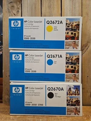 HP Q2670A Black, Q2672A Yellow, Q2671A Cyan Toner for HP LaserJet 3500,3550 New - Image 1 of 4