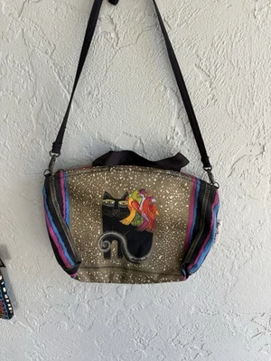 Bolso de Mano Laurel Burch Gato Cartera Negro Rojo Púrpura Raro Foto 1 de 4