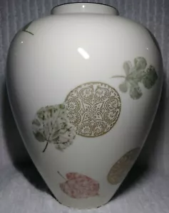 Lenox Natures Impressions Vase Blätter creme Cache Pot 24K Goldrand hoch RAR - Bild 1 von 12