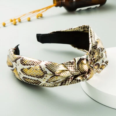 Top-Selling Retro Knotted Snake Pattern Faux Leather Wide-Brimmed Headband - Image 1 of 4