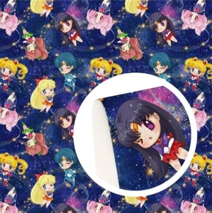 Sailor Moon Anime Cartoon FAUX LEATHER ROLL 12" x 55" LITCHI TEXTURE - Picture 1 of 1