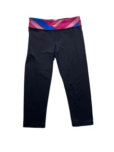 Ivivva Youth Size 12 Black Capri Leggings With Colorblock Waistband #7284 - Picture 1 of 6