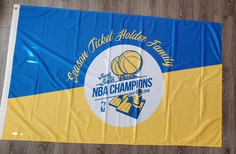 Golden State Warriors House Flag 3'X5' Season Ticket Holder Back 2 Back Champs Cover