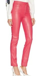 MOTHER Faux Leather Dazzler Skimp in Wax On Wax Off Geranium NEW Sz 29/30 - Picture 1 of 9