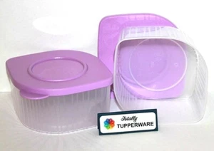 Tupperware Fresh N Cool Juego de 2 Contenedores Modulares 2 Tazas Cada Margarita Púrpura - Imagen 1 de 4