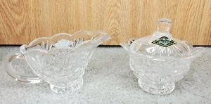 Shannon by Godinger Irish Crystal Scalloped Covered Sugar and Creamer Set 2 Pc - Picture 1 of 5