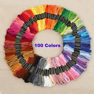 100 Colors Cotton Cross Floss Stitch Thread Embroidery Sewing Skeins Hand Set - Image 1 of 4