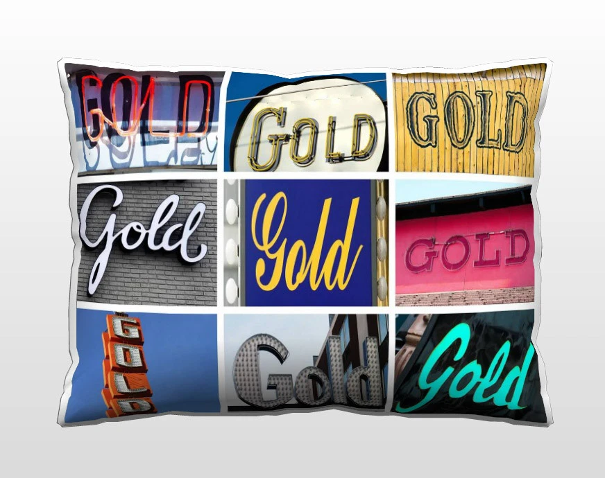 Almohada personalizada con el nombre DORADO en fotos de signos reales Foto 1 de 1