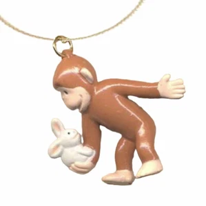 Funky CURIOUS GEORGE PENDANT NECKLACE Mini Toy Figure Ape Monkey Novelty Jewelry - Picture 1 of 3