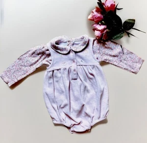 Baby Girl 6-9 months Outfit Set of bodysuit and Pinafore Nutmeg Cotton Pink - Picture 1 of 11
