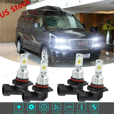 For GMC Savana 1500 2500 3500 97-14 Combo LED Headlight Kit Hi/Lo Beam 4x Bulbs - Image 1 of 4