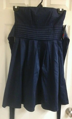 Vestido Teeze Me meninas juniores tamanho 7 sem alças azul marinho, corpete plissado, novo sem etiquetas  - Imagem 1 de 4