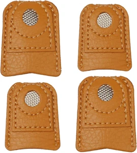 4 Pieces Leather Thimble Sewing Thimble Finger Protector Coin Thimble Pads for H - Picture 1 of 12