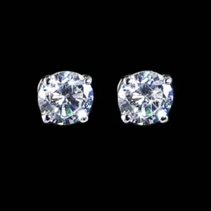 6MM_RD BRILLANT KLAR CZ POST OHRRINGE_STECKER__925 STERLINGSILBER - NF  - Bild 1 von 9