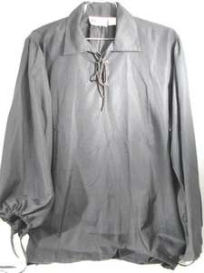 LATE RENAISSANCE SHIRT MUSEUM REPLICAS MEDIEVAL HALLOWEEN COSTUME LARGE BLACK - Picture 1 of 7