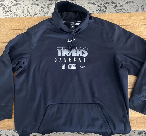 Nike Detroit Tigers Hoodie Men Sz 3XL Black Long Sleeve Pullover Baseball Cover