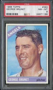 1966 TOPPS #393 GEORGE BRUNET PSA 8 ANGELS *B66347