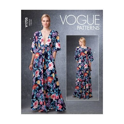 Vogue Schnittmuster V1735 - Kleid - langes Kleid mit tiefem Ausschnitt - Bild 1 von 4