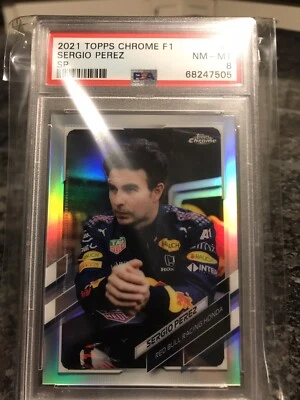 2021 Topps Chrome F1 Formula 1 Sergio Perez #4 SP Variation PSA 8 - Image 1 of 2