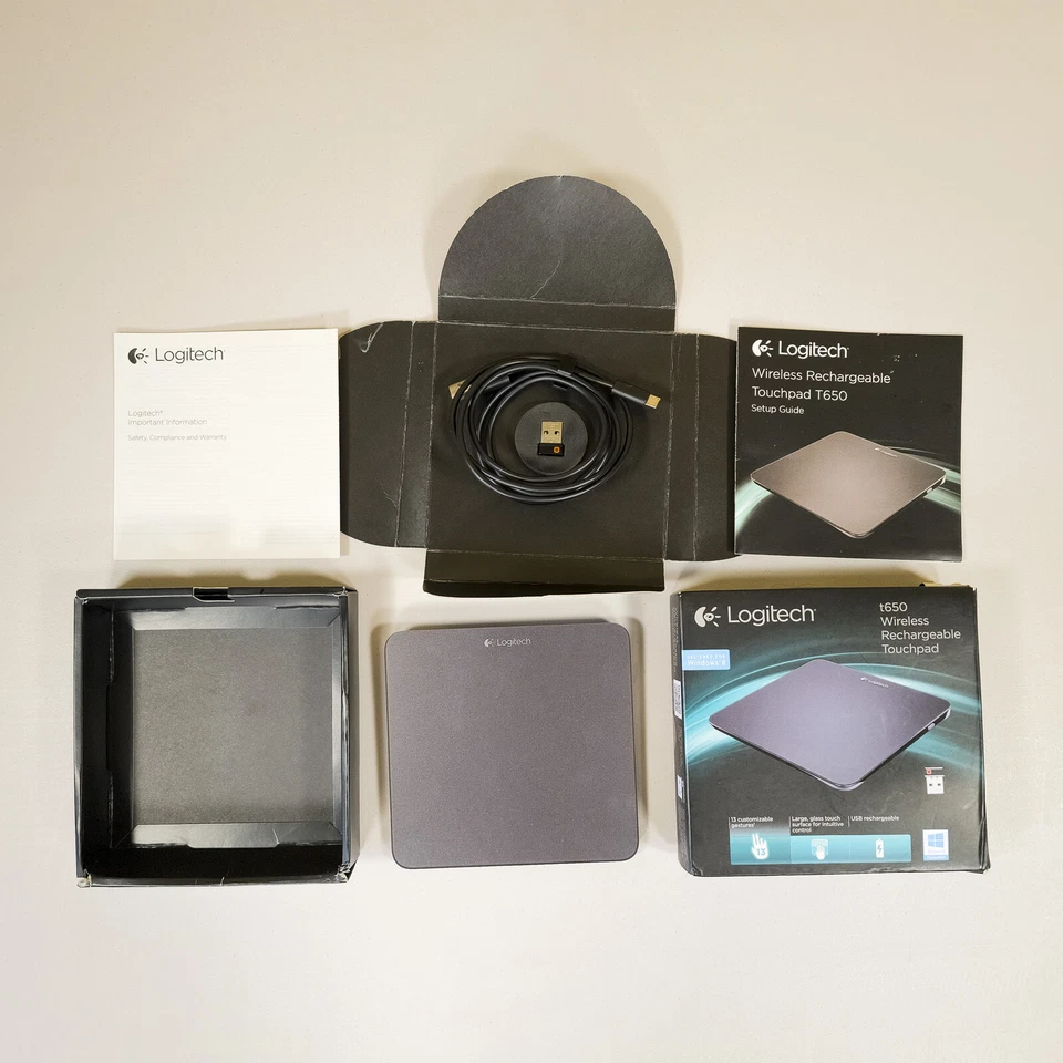 Logitech t650 Wireless Rechargeable Touchpad Receiver Cable Cleaned and Tested - Image 1 of 4