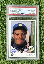 Ken Griffey Jr. 1989 Upper Deck #1 Signed Rookie Baseball Card PSA 8 Auto