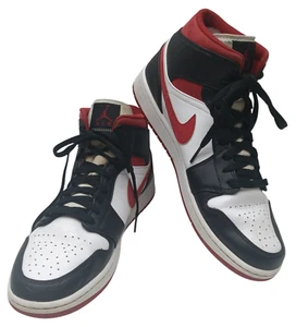 Nike Air Jordan 1 Mid Mens Size 11 White Gym Red Black 554724-122 ~ Nice! - Picture 1 of 11