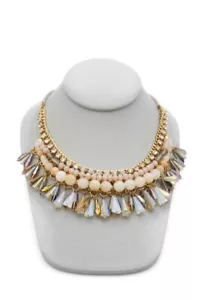 Necklace Gold Tone Crystal Bead 18" - Picture 1 of 7