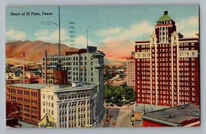 Postal de estanque de hotel Hilton McCoy El Paso Texas TX Town View Mt Franklin 1945 - Imagen 1 de 2