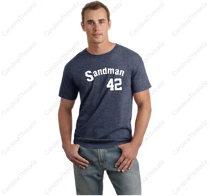 Mariano Rivera Fan Tee Sandman Heather Navy Distressed T-Shirt *NEW - Picture 1 of 3