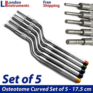Sinus Lift Osteotomes Kit Curved OffSet Concave Dental Implant Instruments 5 Pcs - Picture 1 of 5