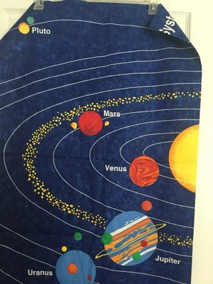 Tela de 1998 Fabric Traditions Sistema Solar Planetas Azul Oscuro 45"W 70.5" Largo Foto 1 de 4