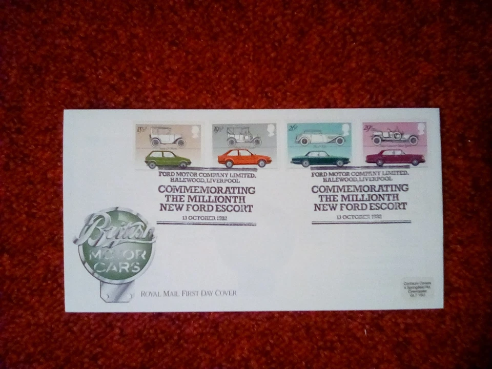 GB FDC ROYAL MAIL 1982 BRITISH MOTOR CARS FORD ESCORT HALEWOOD SPECIAL P/MARK - Image 1 of 1