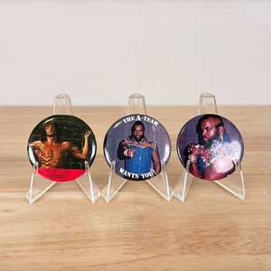 "Lote de botones Pinback de 1,5"" de colección de los años 80 - Mr. T A-Team Rambo First Blood Part II - Imagen 1 de 14