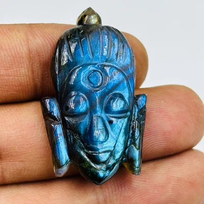 Hand Carved Buddha Face Gemstone Cabochon Spiritual Carving For Jewely Pendant - Image 1 of 4