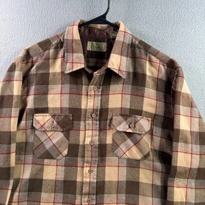 Vintage Sears Hemd Herren XL braun Flanell Knopfleiste Langarm 70er 80er Acryl - Bild 1 von 13