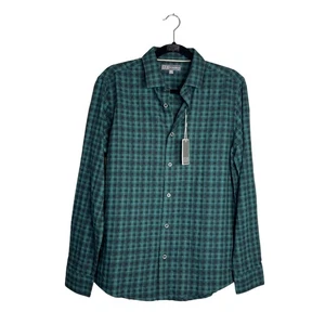 Ike by Ike Behar Mens Collared Button Shirt Sz S Sea Moss Green Black Plaid NWT - Picture 1 of 8