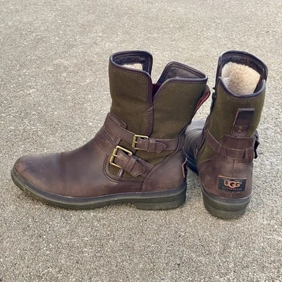 UGG Australia Simmens Waterproof Brown Leather Winter Ankle Boots Womens 8 - Image 1 of 4