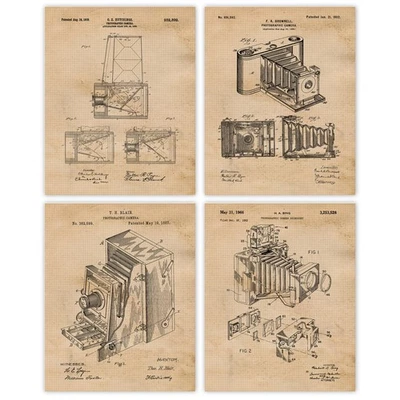 Classic Camera Patent Prints, 4 (8x10) Art Decor Home Work Photography Office - Image 1 of 4