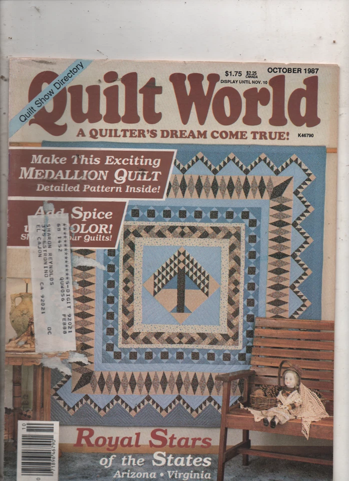 Quilt World Magazine October 1987 Vintage - Image 1 of 1
