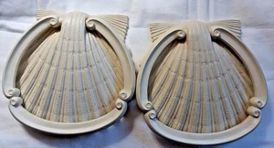 2 - Vintage HOMCO 70's Ivory Seashell Shell Towel Ring Holders 11” x 6-1/2” - Picture 1 of 4