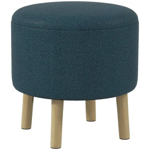 Multi-Functional Storage Ottoman – Blue Linen Pouffe & Home Accent - Picture 1 of 6