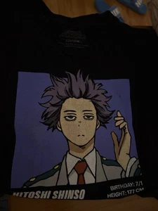 Camicia My Hero Academia Adulto L Nera Anime Hitoshi Shinso Uomo Large - Foto 1 di 1
