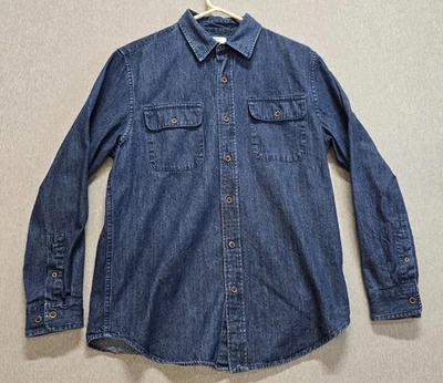 Croft & Barrow Shirt Mens Medium Blue Denim Cotton Long Sleeve Pockets Button Up - Image 1 of 4