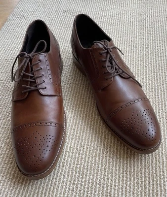 Johnston & Murphy Hombres 12 Tostado Oscuro Zapato de Vestir Cuero Puntera Oxford Foto 1 de 4