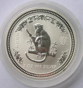 Australia 2004 Year of Monkey 2 Dollars 2oz Silver Coin,UNC - Picture 1 of 2