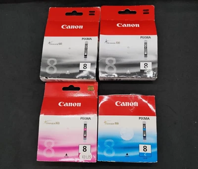 4 x Genuine Canon CLI 8 Ink Cartridges for Pixma iX4000 5000 3500 9000 - NEW - Image 1 of 3